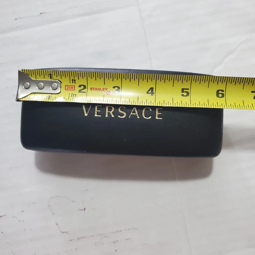 Versace Black Hard Shell Eyeglass Sunglasses Case Gold Logo Clamshell Accessory